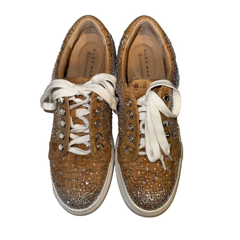 Alex Marie Women's Cork Sneaker Bling Embellished Sparkly Size 7.5 comfort shoe